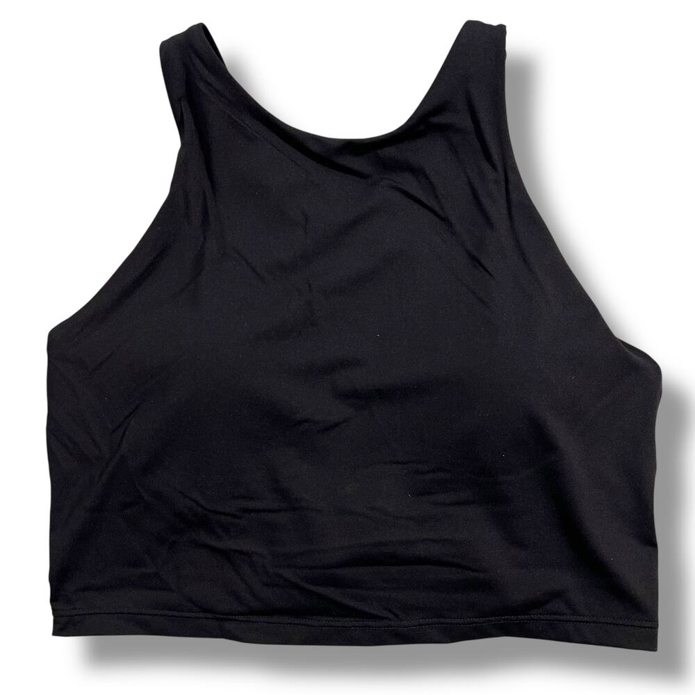 Athleta Womens Long Line Sports Bra Removable Pads Stretch Solid Black Small